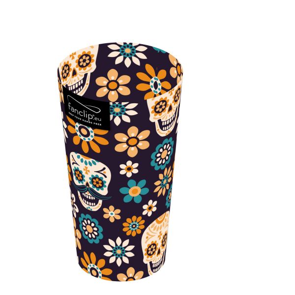 FANCLIP Becher: Totenkopf mit Blumen