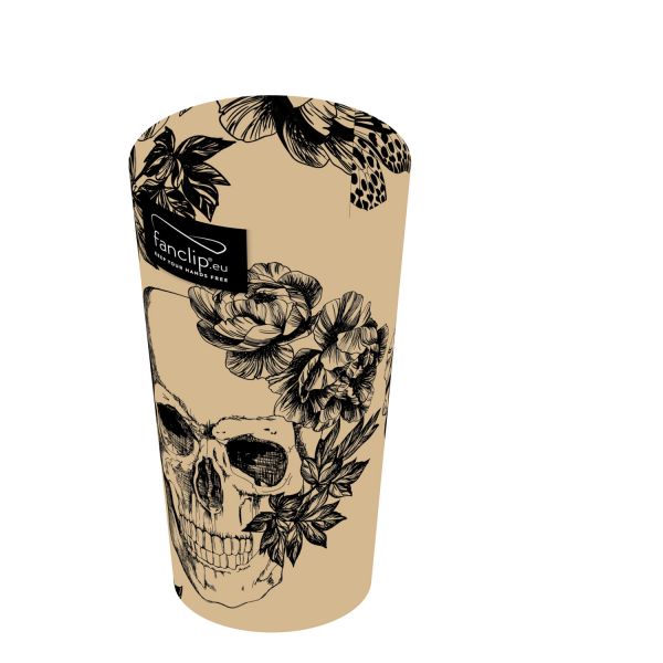 FANCLIP Becher: Totenkopf mit Rosen Schwarz